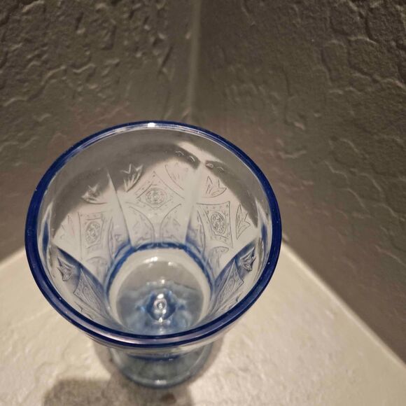 Indiana Glass Recollection Blue Stem Glass Goblet Blue Madrid - Picture 3 of 8